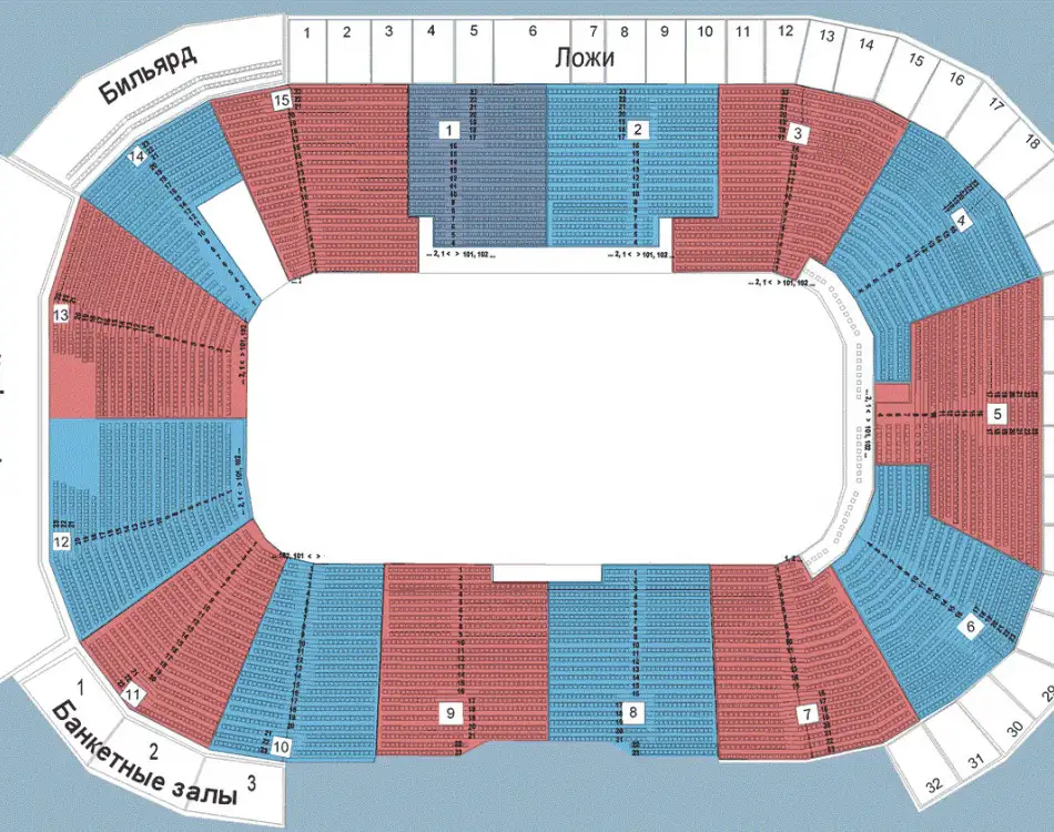 Юбилейный схема зала с местами и рядами